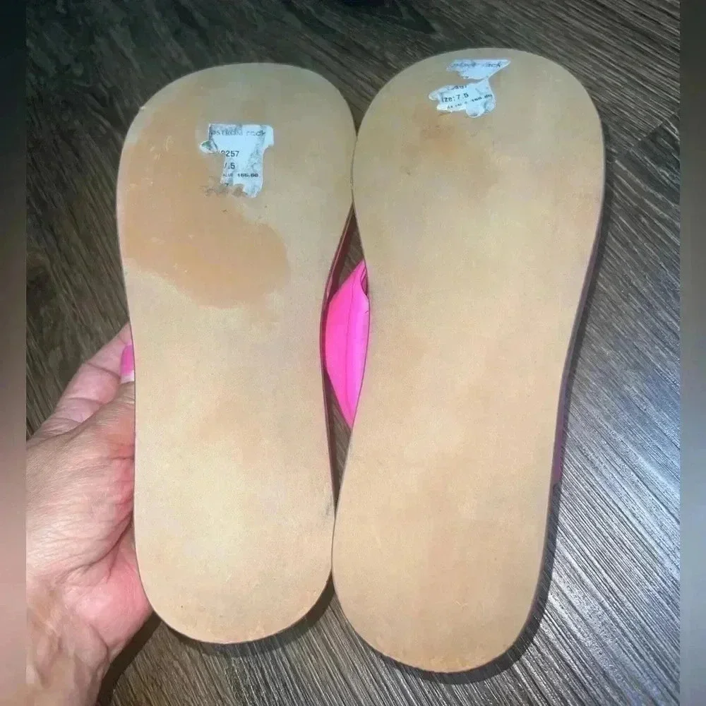 GOLO Roxy Pink Leather Platform Arch Padded/ Support‎ Sandals Sz 7.5